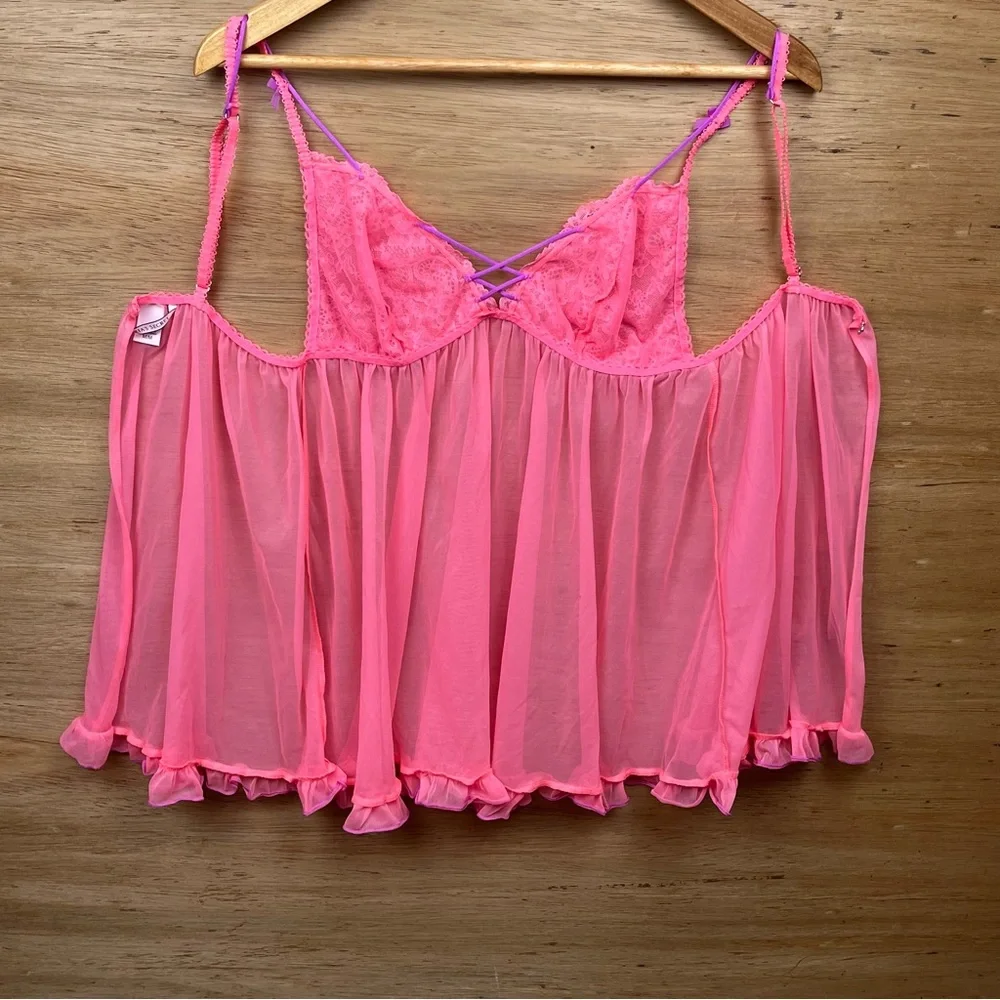 Victoria’s Secret baby doll color neon‎ size medium used - Picture 6 of 9